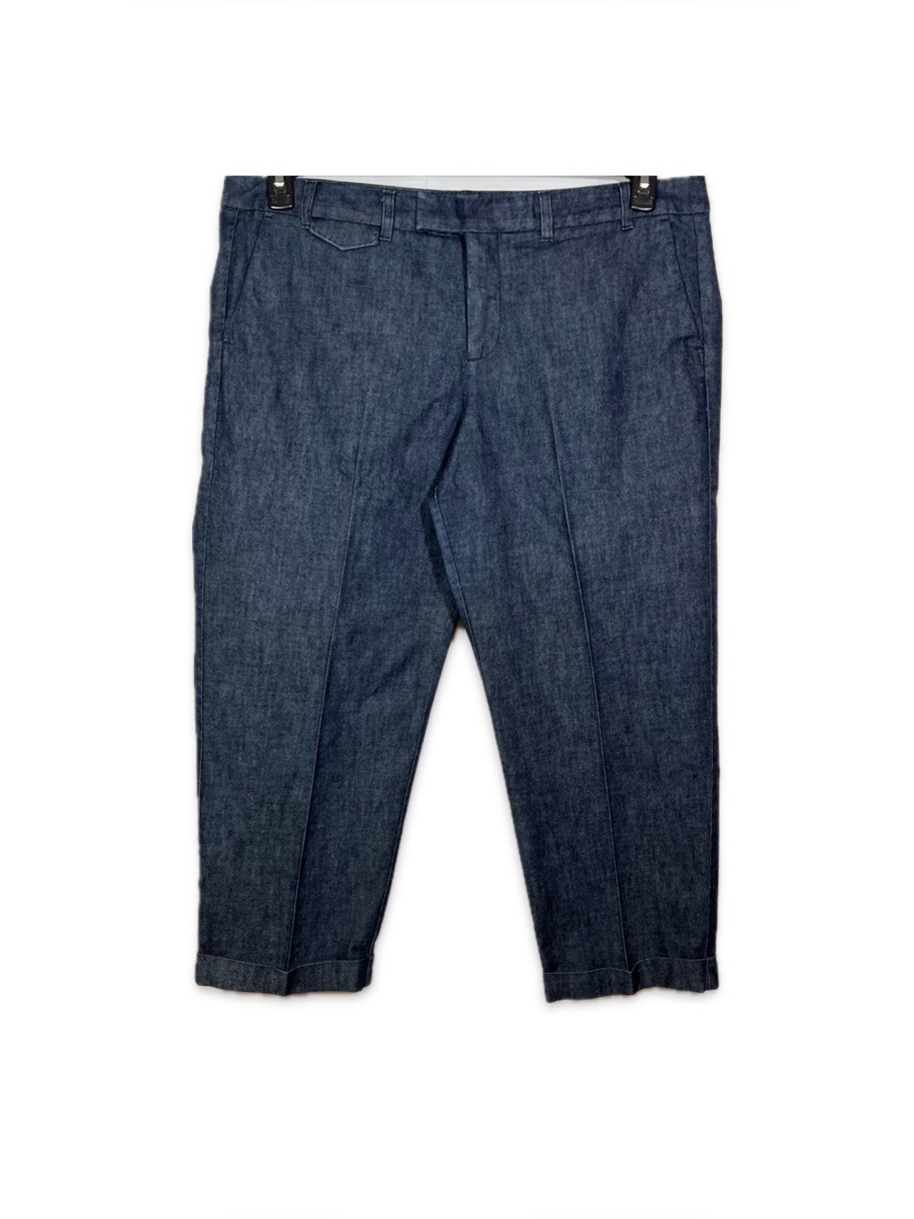 Gap Denim Capri Pants Stretch Sz 16 Dark Wash Cuffed Hem Y2K Casual Chic
